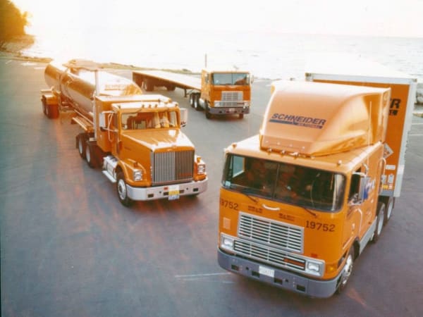 Schneider National historic trucks.