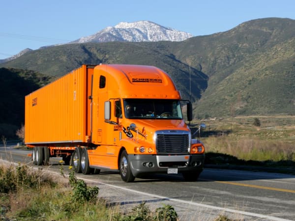 Schneider National historic trucks.