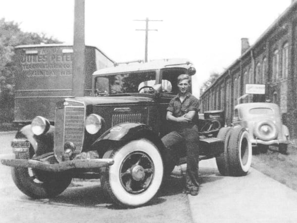 Schneider National historic trucks.