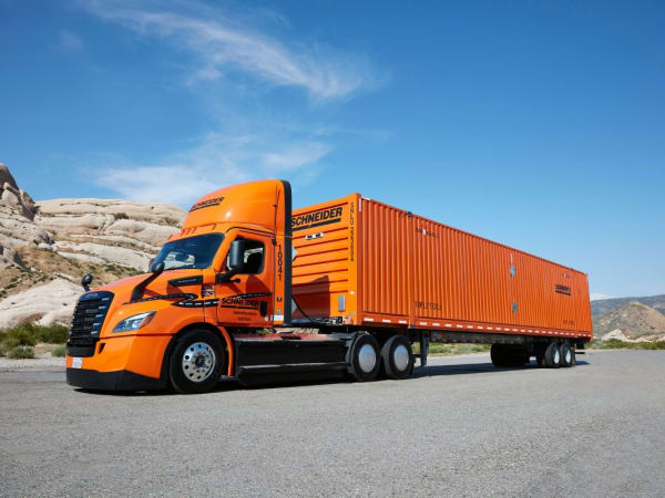 Schneider National historic trucks.