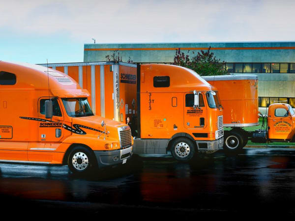 Schneider National historic trucks.