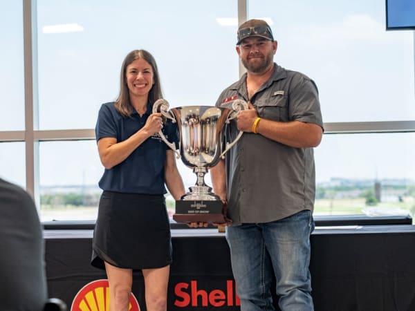 Julie Wright and Kalbeb Hammett at the 2024 Shell Rotella SuperRigs Truck Show.