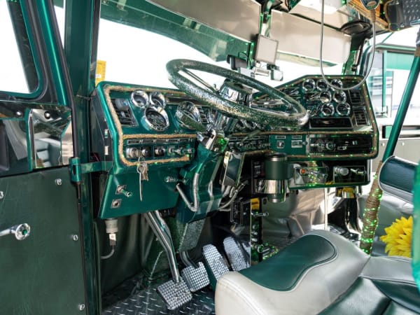Interior of "The Goose" 1996 Freightliner Classic XL truck.