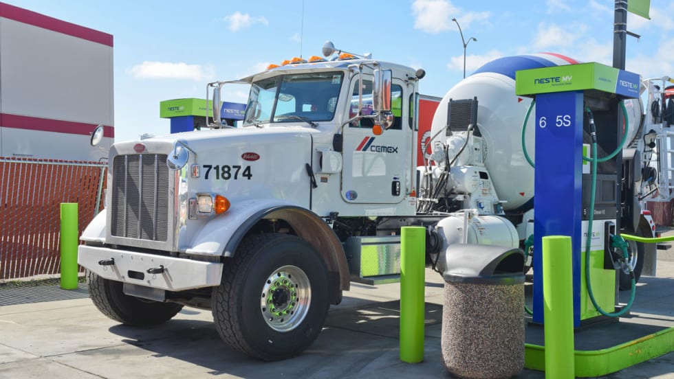 Peterbilt truck at Neste renewable diesel pump