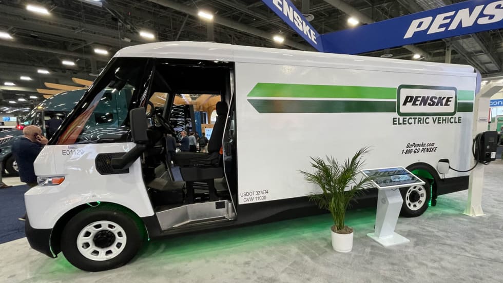Electric penske cargo van on expo floor