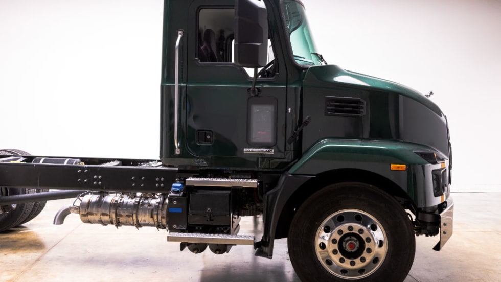 Green Mack MD day cab chassis