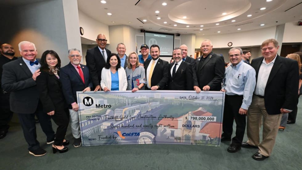 L.A. Metro representatives presenting the final funding for the Foothills Gold Line project.