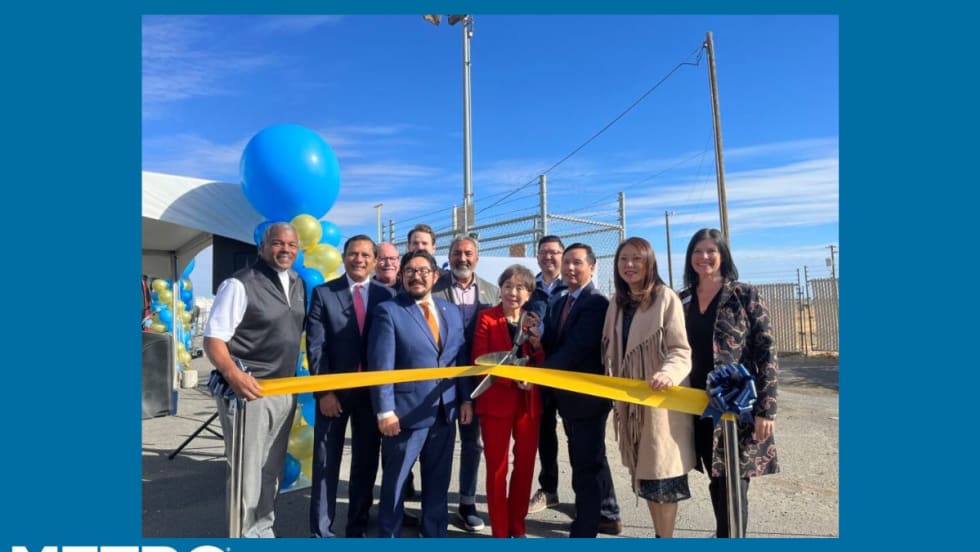 The ribbon cutting ceremony for the SacRT grant