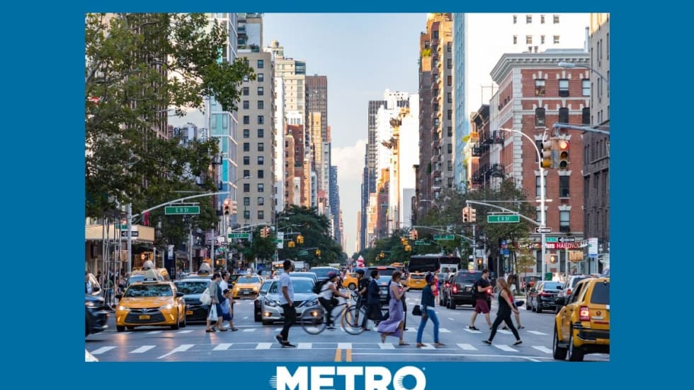 Pedestrians crossing a crosswalk.