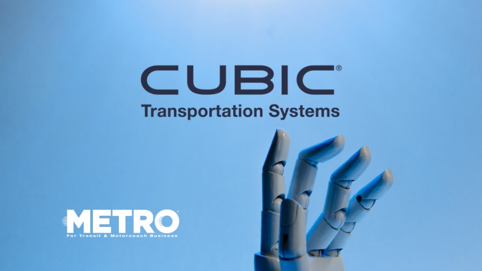 CUBIC Transportation Systems logo with AI hand reaching out