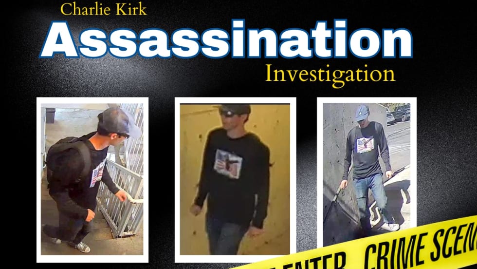 Three surveillance photos of a person wearing dark clothing and cap in different settings