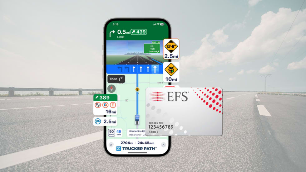 Illustration of Wex EFS card and Trucker Path app