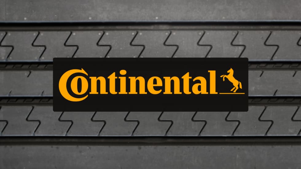 Continental logo over tire tread background representing the launch of the ContiTread HTR retread for regional and long-haul trailer applications.