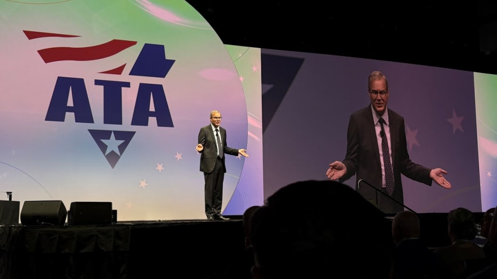Photo of ATA's Chris Spear on stage speaking