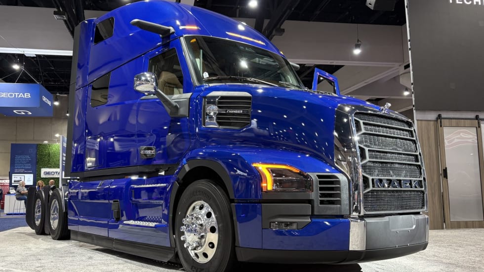 Blue Mack Pioneer truck at ATA MC&E expo