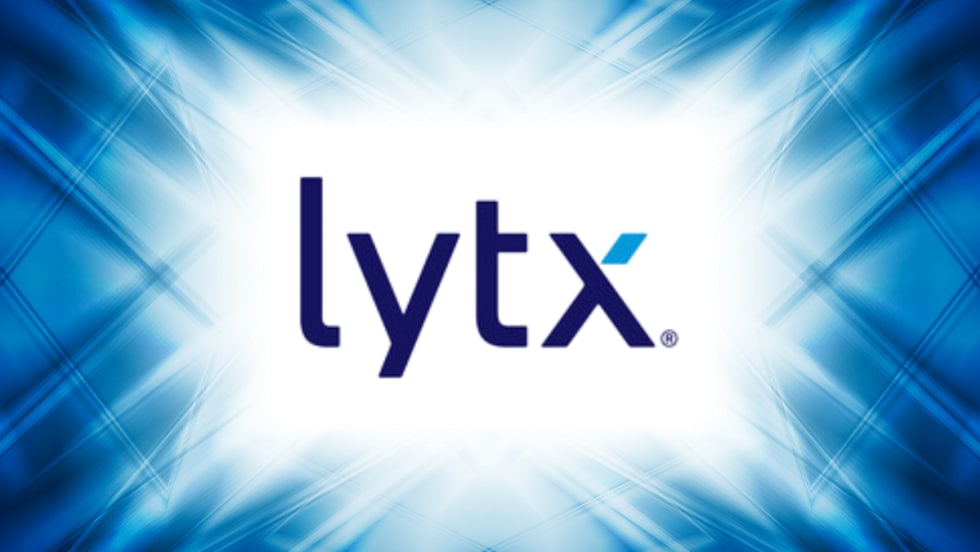 Lytx logo centered on a blue geometric background representing the company’s new AI-powered fleet safety coaching tool.