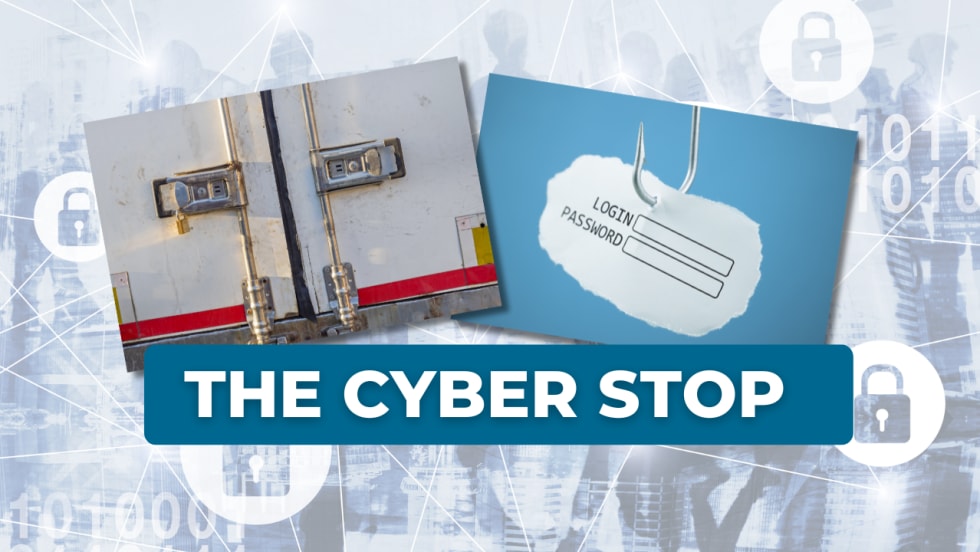 Illustration with locked trailer and phishing photos