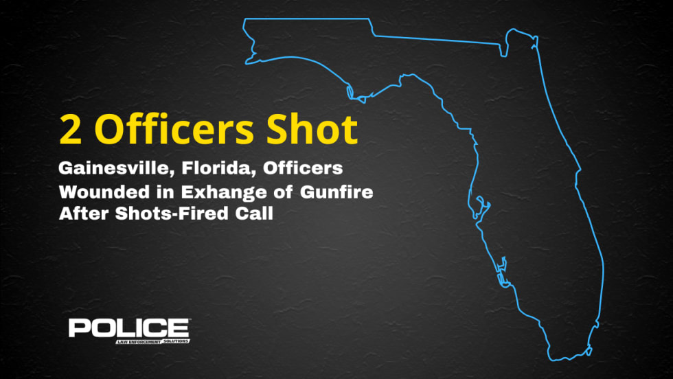 Black background, outline of Florida, headline 2 Officers Shot