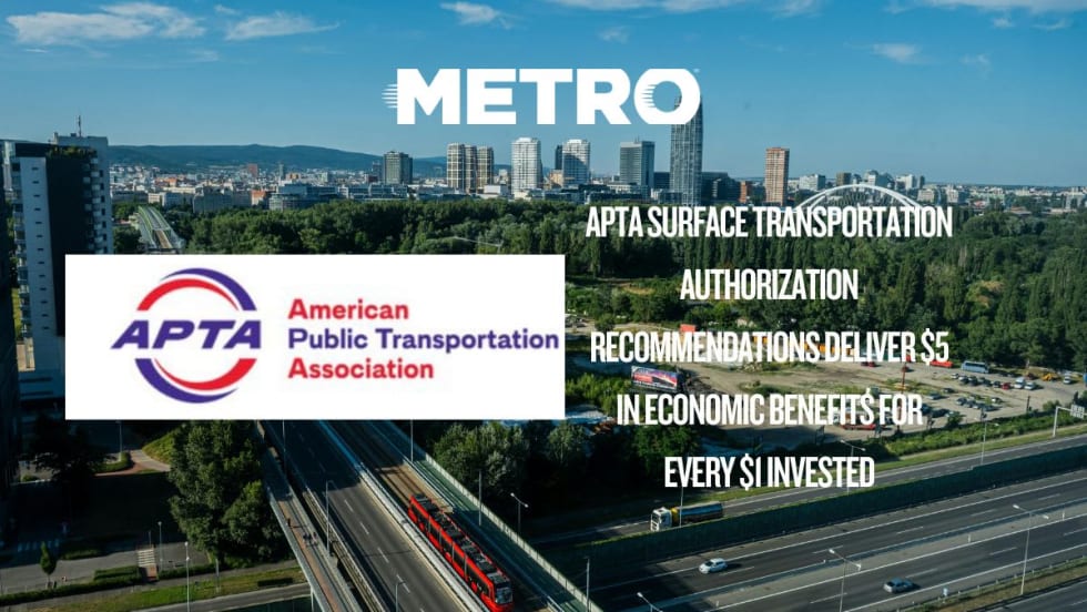 Photo of public transportation system with APTA logo.