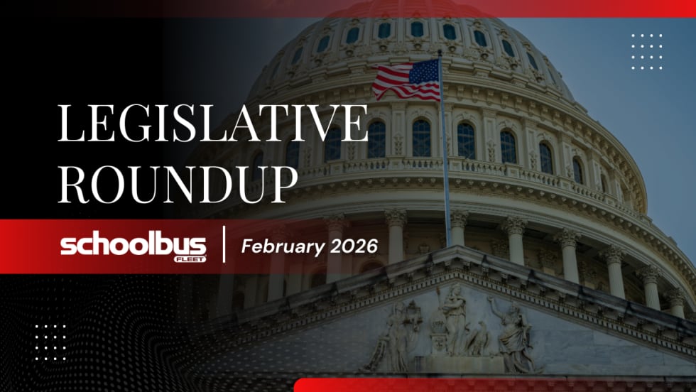 A red and black graphic with an image of the capitol building and text reading "Legislative Roundup | February 2026."