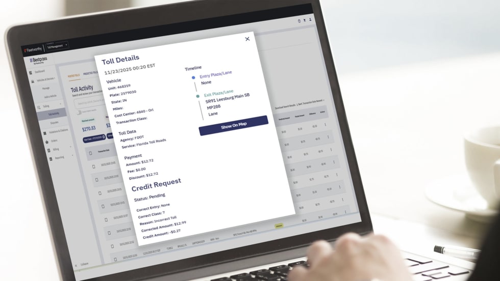 Fleetworthy Toll360 toll management system. 