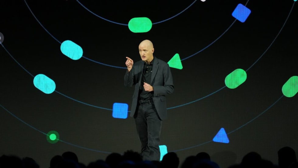 Geotab's Neil Cawse on stage during keynote at Geotab Connect 2026