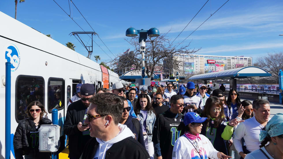 Fans riding VTA for Super Bowl LX.