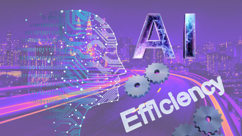 AI efficiency futuristic looking graphic