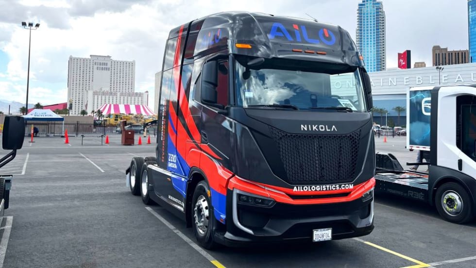 AiLo Nikola hydrogen fuel cell truck at ACT Expo 2024 in Las Vegas.
