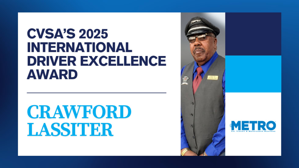 A blue and white metric announcing Crawford Lassiter as the award recipient.