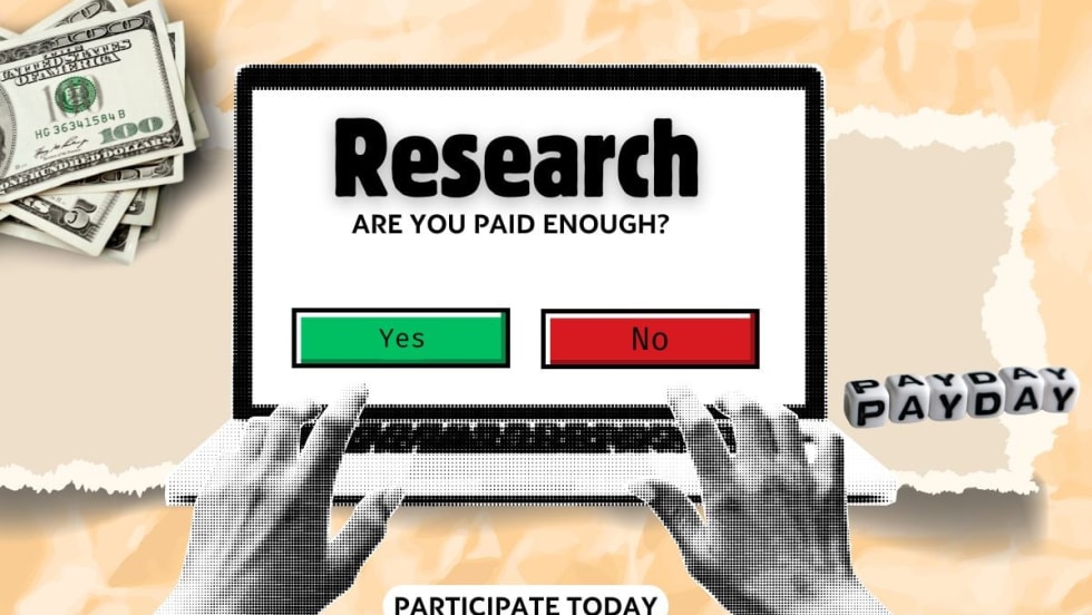 person at laptop taking survey. 