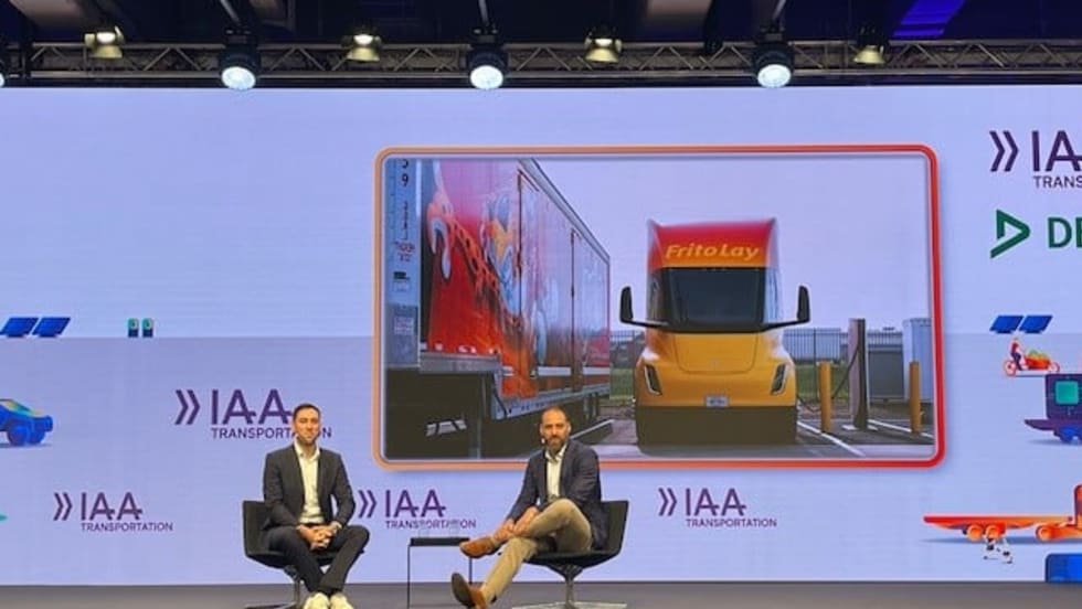 PepsiCo's Dejan Antunovic and Tesla's Dan Priestley speak at IAA 2024.