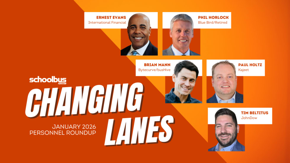 An orange and white graphic with text reading "Changing Lanes" and business portraits.