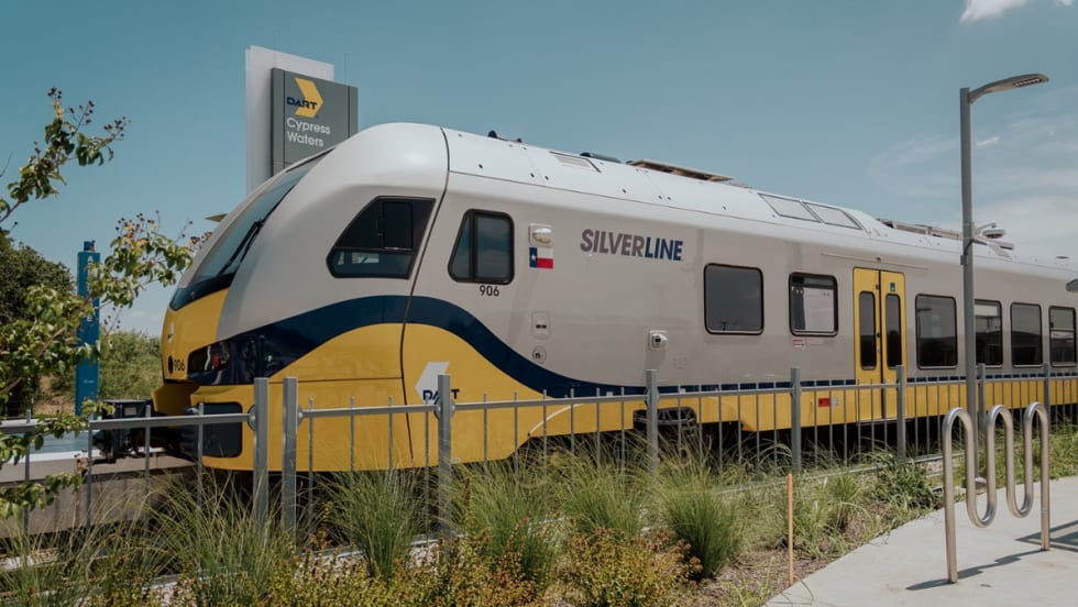 A DART Silver Line rail train.