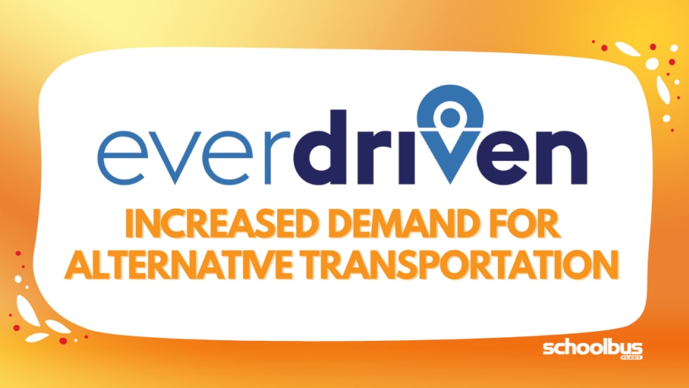 An orange and white graphic with EverDriven's logo and text reading, "Increased Demand for Alternative Transportation."