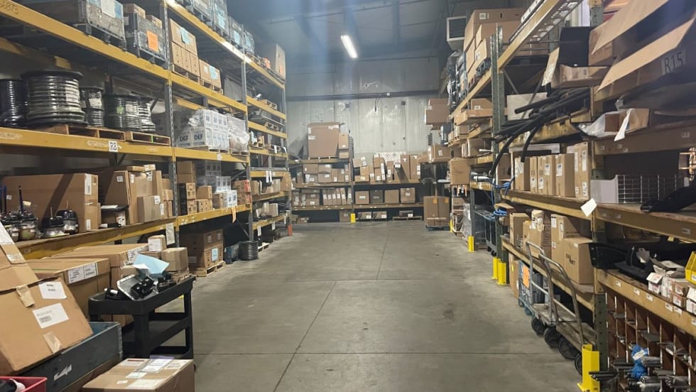 Truck parts inventory room.