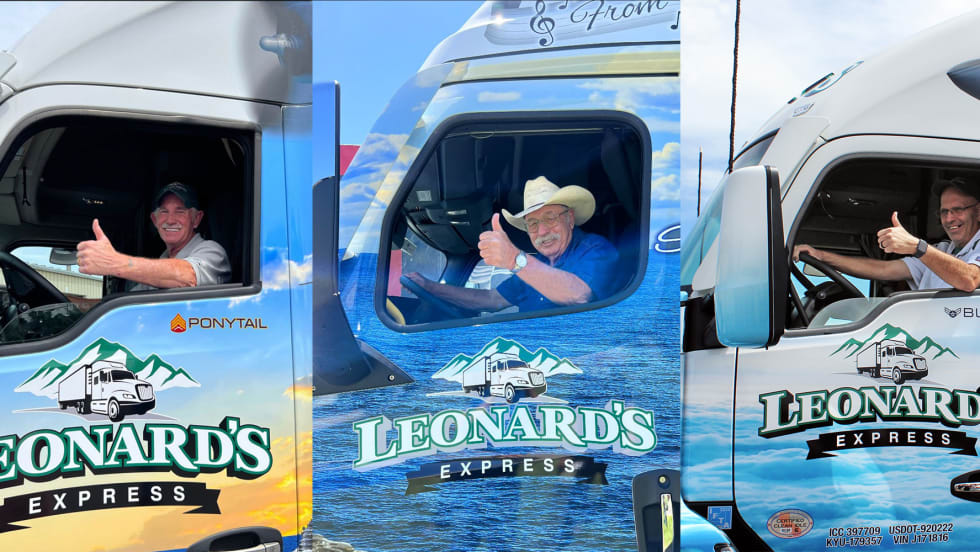 Happy truck drivers at Leonard's Express trucking company.