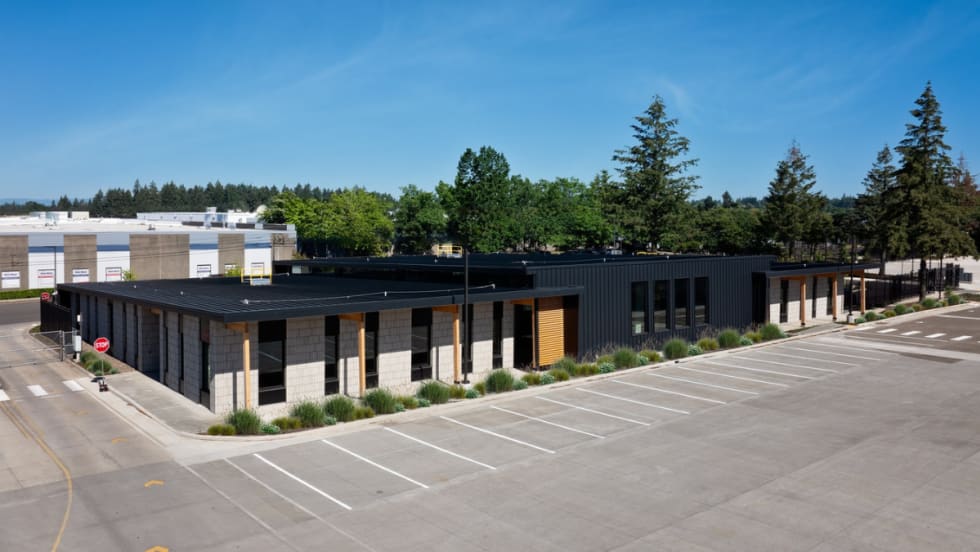 Exterior daytime shot of C-TRAN's new campus expansion in Vancouver, Washington.