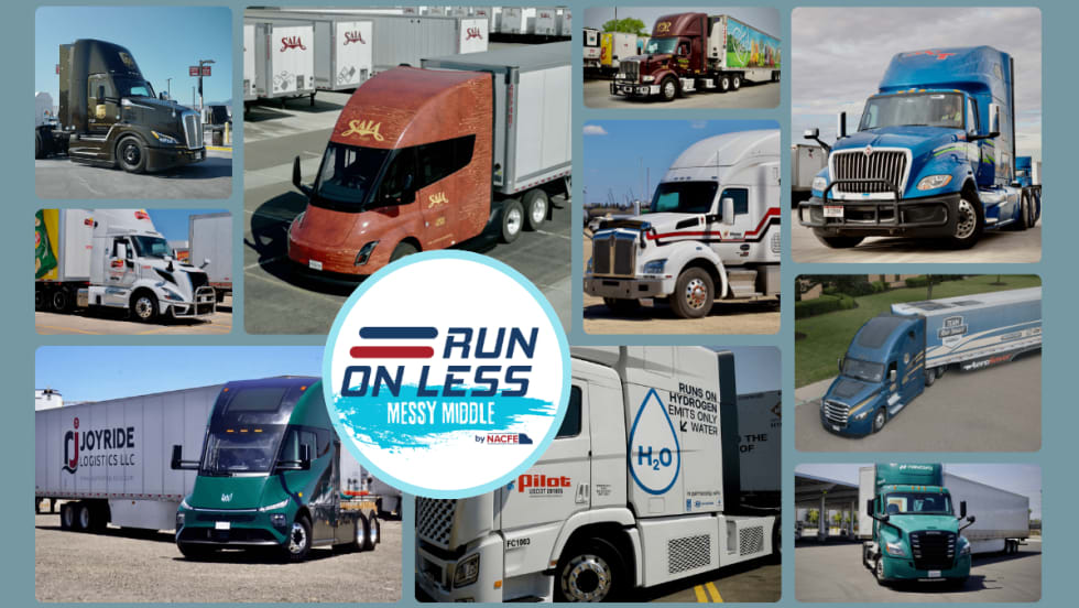 Collage of trucks from NACFE Run on Less Messy Middle