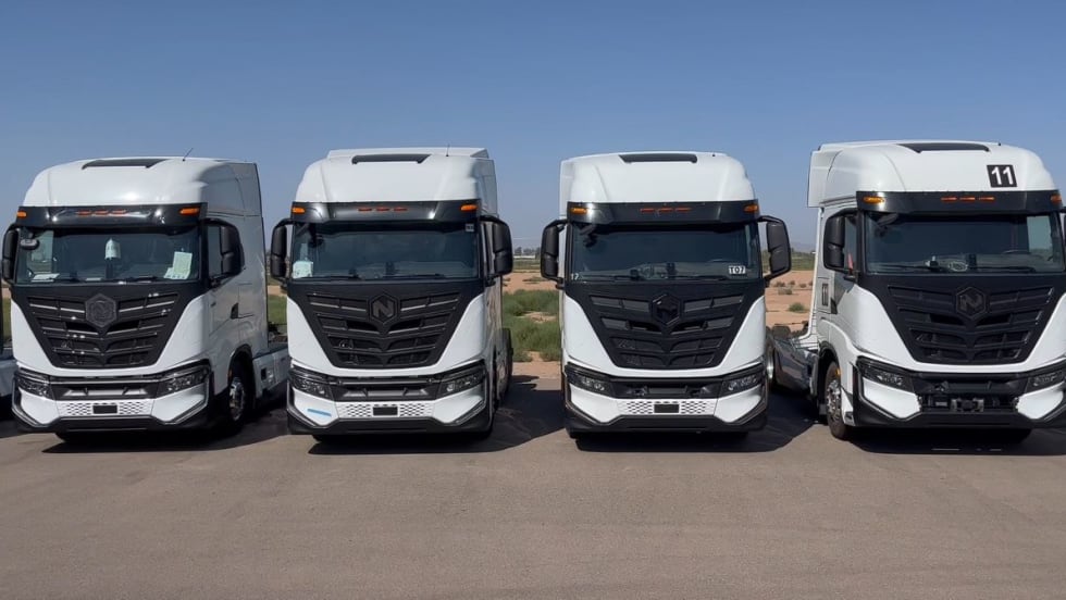 Nikola battery-electric trucks. 