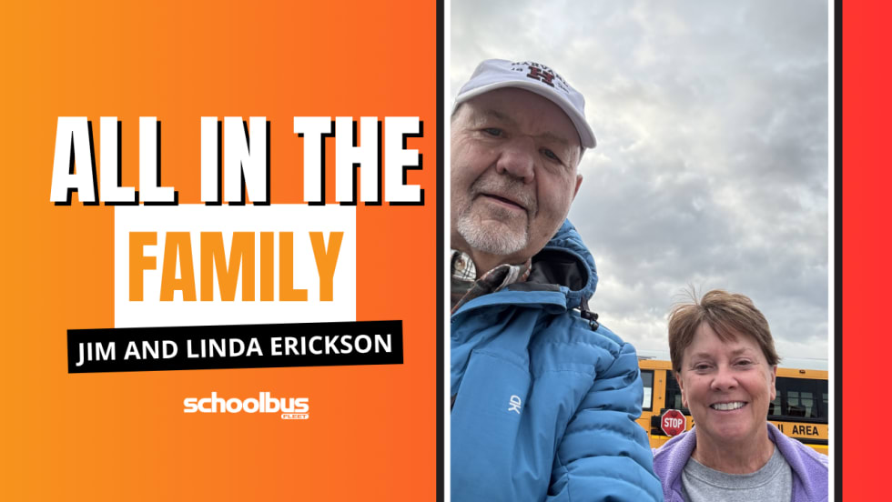 A graphic with an image of Jim and Linda Erickson with text reading "All in the Family: Jim and Linda Erickson."