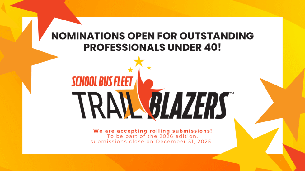 A red, orange, yellow and white graphic with stars announcing nominations are open for SBF Trailblazer awards.