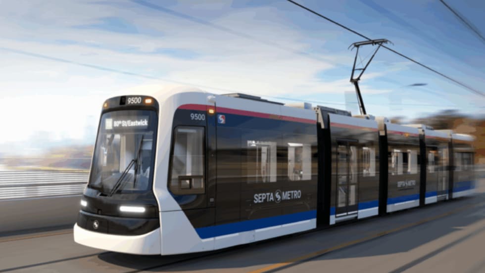 A rendering of Alstom's Citadis streetcar for SEPTA.