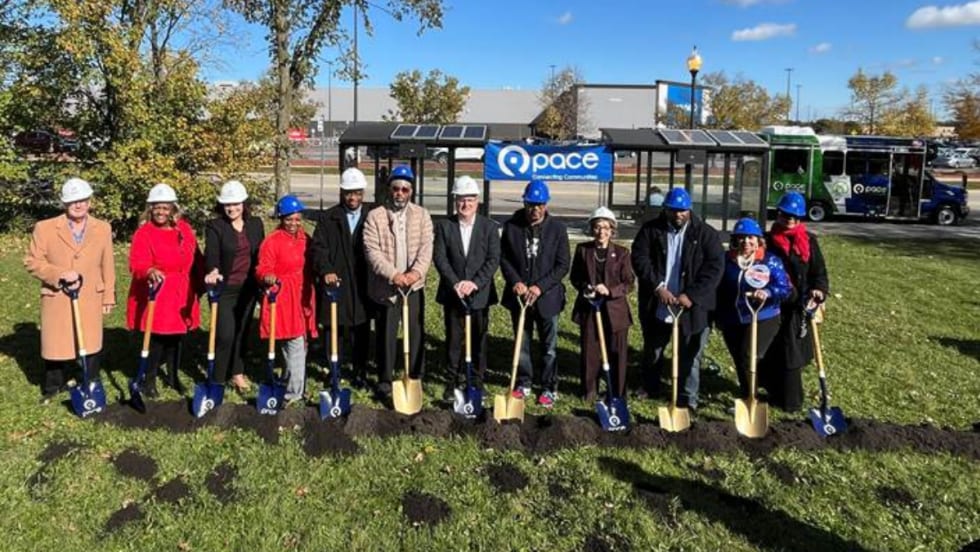 Officials break ground for the new Pace paratransit transfer facility.