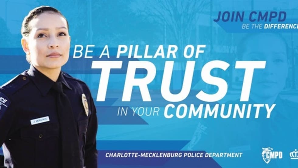 Charlotte-Mecklenburg (NC) PD has launched a major recruiting campaign showcasing its agency's diversity. Image: Charlotte-Mecklenburg (NC) Police Department