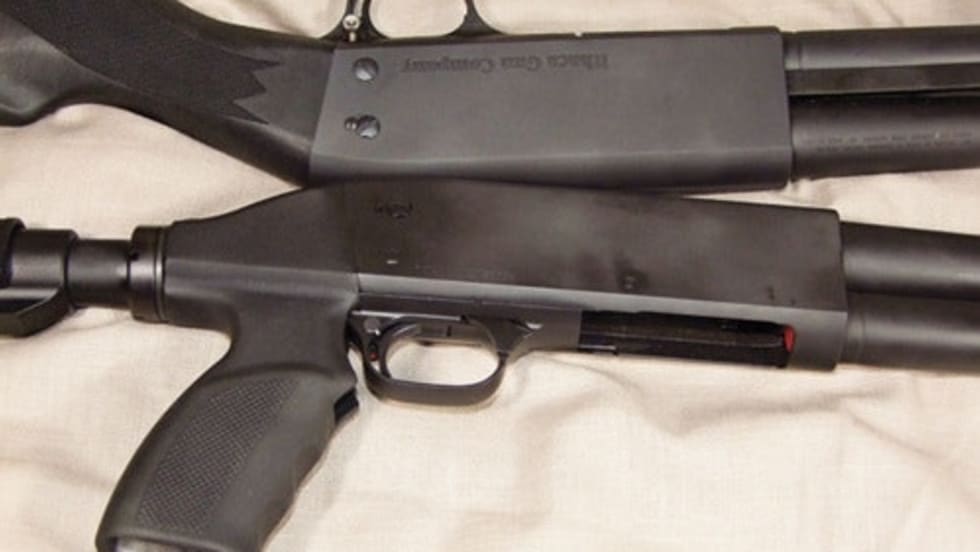 Ithaca offers a traditional stock and an AR-style pistol grip as custom options for its M37 shotguns. Photo: Scott Smith