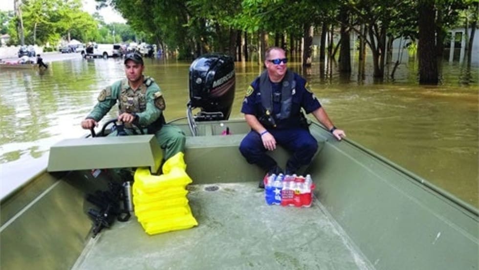 Most people picture boats when they think of citizens being rescued from flood waters after a hurricane hits. But all manner of vehicles can be repurposed to aid in rescue and recovery after a disaster. Photo: Houston PD/Flickr