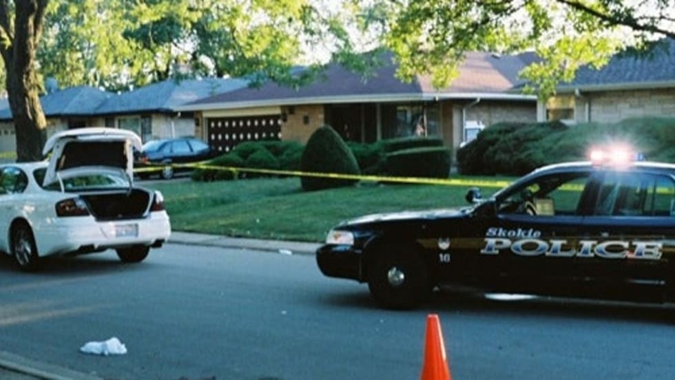 A residential street was the setting for Skokie Police Officer Tim Gramins' gunfight with a robbery suspect. Photo: Skokie PD