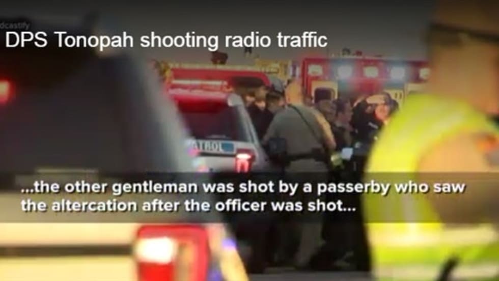 An Arizona Department of Public Safety trooper was ambushed and shot while responding to an accident. The attack ended when the suspect was killed by a civilian. (Photo: ABC 15 screen shot)