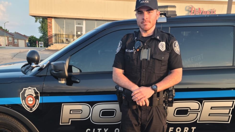 Officer Anthony Catania, of the Frankfort Police Department, became the first officer to hit the streets in Kentucky through the M-2-LE program.[|CREDIT|]PHOTO: Frankfort Police Department